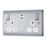 British General Nexus Metal 13A 2-Gang SP Switched Socket + 3.25A 45W 2-Outlet Type C USB Charger Polished Chrome with White Inserts