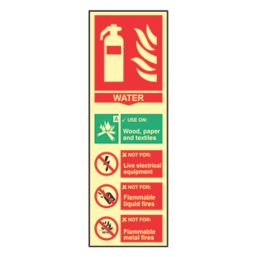 Essentials  Photoluminescent "Fire Extinguisher Water" Sign 100mm x 300mm