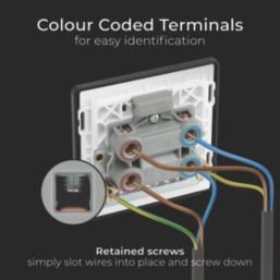 British General Evolve 45A 1-Gang 2-Pole Cooker Switch Blue with LED with Black Inserts