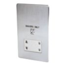 Crabtree Platinum 2-Gang Dual Voltage Shaver Socket 115 / 230V Satin Chrome with White Inserts