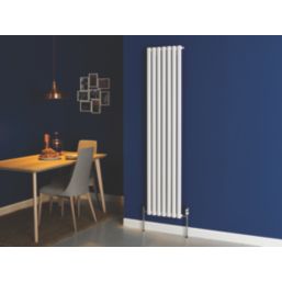 Terrier Decorative 15mm x 1/2" White/Chrome Angled & L/S Modern Thermostatic Radiator Valve & Lockshield