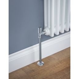 Terrier Decorative 15mm x 1/2" White/Chrome Angled & L/S Modern Thermostatic Radiator Valve & Lockshield