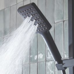 Quad Rear-Fed Exposed Black Thermostatic Bar Mixer Shower