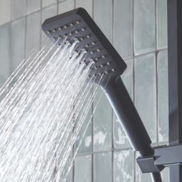 Quad Rear-Fed Exposed Black Thermostatic Bar Mixer Shower