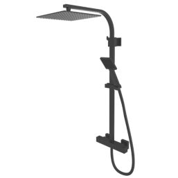 Quad Rear-Fed Exposed Black Thermostatic Bar Mixer Shower