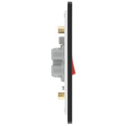 British General Evolve 45A 2-Gang 2-Pole Cooker Switch Satin Brass with LED with Black Inserts