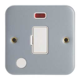 Contactum  13A Unswitched Metal Clad Fused Spur & Flex Outlet with Neon  with White Inserts