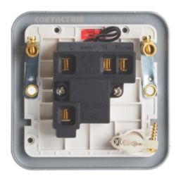 Contactum  13A Unswitched Metal Clad Fused Spur & Flex Outlet with Neon  with White Inserts