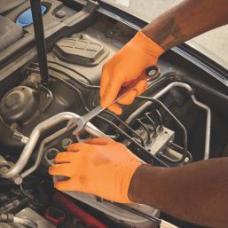 Site SDG310 Nitrile Powder-Free Disposable Grip Gloves Orange Large 50 Pack