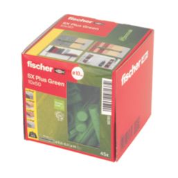 Fischer SX PLUS Nylon Green Wall Plugs 10mm x 50mm 45 Pack