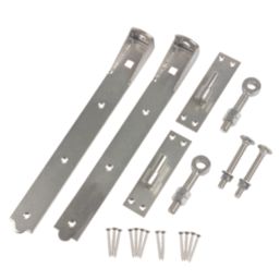 GateMate Polished Silver Straight Adjustable Band & Hooks on Plate 165mm x 18" x 450mm 2 Pack