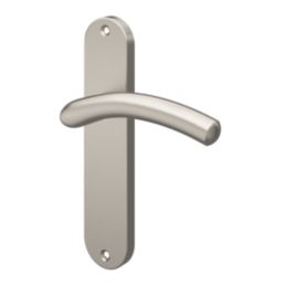 Cooke & Lewis Bourne Fire Rated Latch Lever on Backplate Handle Pair Satin Nickel