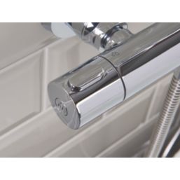 Bristan Arcus Cool Touch Rear-Fed Exposed Chrome Thermostatic Bar Mixer Shower with Adjustable Riser