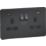 Knightsbridge  13A 2-Gang DP Switched Socket + 2.25A 45W 2-Outlet Type A & C USB Charger Anthracite with Black Inserts
