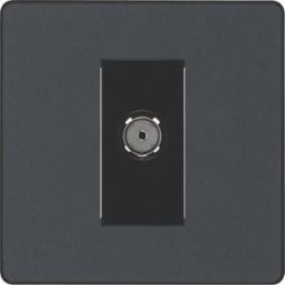 British General Evolve 1-Gang Coaxial TV / FM Socket Grey with Black Inserts