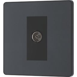 British General Evolve 1-Gang Coaxial TV / FM Socket Grey with Black Inserts