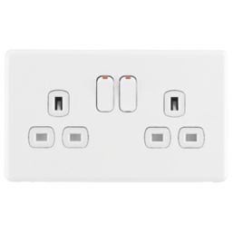 Arlec  13A 2-Gang SP Switched Socket White  with Colour-Matched Inserts