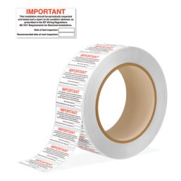 Essentials  'Important' Electrical Inspection Labels 150mm x 75mm