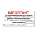 Essentials  'Important' Electrical Inspection Labels 150mm x 75mm