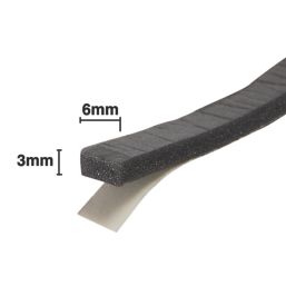 Stormguard Sureseal 3 Self-Adhesive Foam Draught Excluder Weatherstrips Black 7.5m 2 Pack