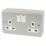 MK Metalclad Plus 13A 2-Gang DP Switched Metal Clad Plug Socket  with White Inserts