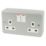 MK Metalclad Plus  13A 2-Gang DP Switched Metal Clad Plug Socket  with White Inserts