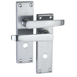 Smith & Locke  Fire Rated WC Door Handles Pair Satin Chrome