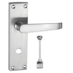 Smith & Locke  Fire Rated WC Door Handles Pair Satin Chrome