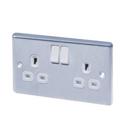 LAP  13A 2-Gang SP Switched Plug Sockets Polished Chrome  with White Inserts 5 Pack