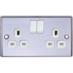 LAP  13A 2-Gang SP Switched Plug Sockets Polished Chrome  with White Inserts 5 Pack