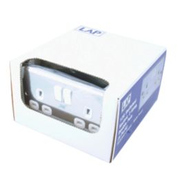 LAP  13A 2-Gang SP Switched Plug Sockets Polished Chrome  with White Inserts 5 Pack