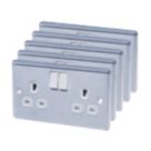 LAP  13A 2-Gang SP Switched Plug Sockets Polished Chrome  with White Inserts 5 Pack