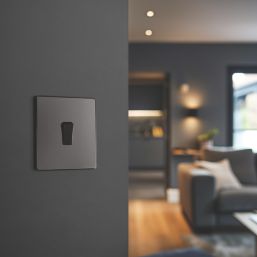 British General Evolve 20A 16AX 1-Gang 2-Way Light Switch  Black Chrome