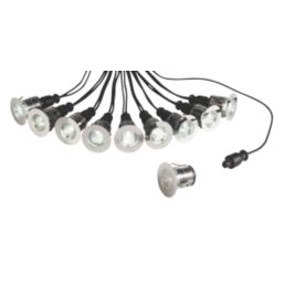Saxby Ikon Pro 25mm Outdoor Round LED Deck Light Kit Polished Stainless Steel 7.5W 10 x 12lm 10 Pack