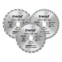 Trend CSB/165/3PK/C Wood TCT Circular Saw Blades 165mm x 20mm 24/40T 3 Pieces