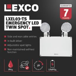 Lexco  Non-Maintained Emergency LED Twin Spotlight White 3W 450lm
