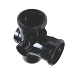 FloPlast  Push-Fit 2-Boss 92.5° Double Socket Access Branch Black 110mm