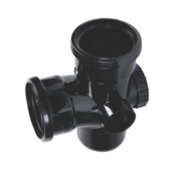FloPlast  Push-Fit 2-Boss 92.5° Double Socket Access Branch Black 110mm