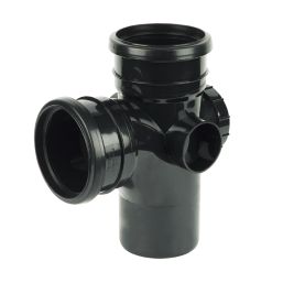 FloPlast  Push-Fit 2-Boss 92.5° Double Socket Access Branch Black 110mm