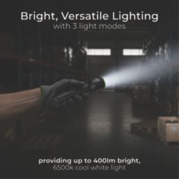 Luceco  Rechargeable LED Torch Black/Green 400lm