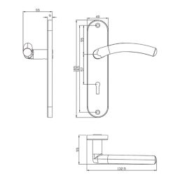 Cooke & Lewis Bourne Lever on Backplate Lockable Handle Pair Polished / Black Nickel