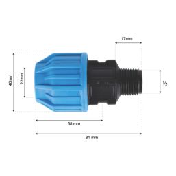 Flomasta  MDPE Male Adaptor 20mm x 1/2"