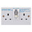 Schneider Electric Exclusive Square Edge 30mA 2-Gang Unswitched Passive RCD Socket White