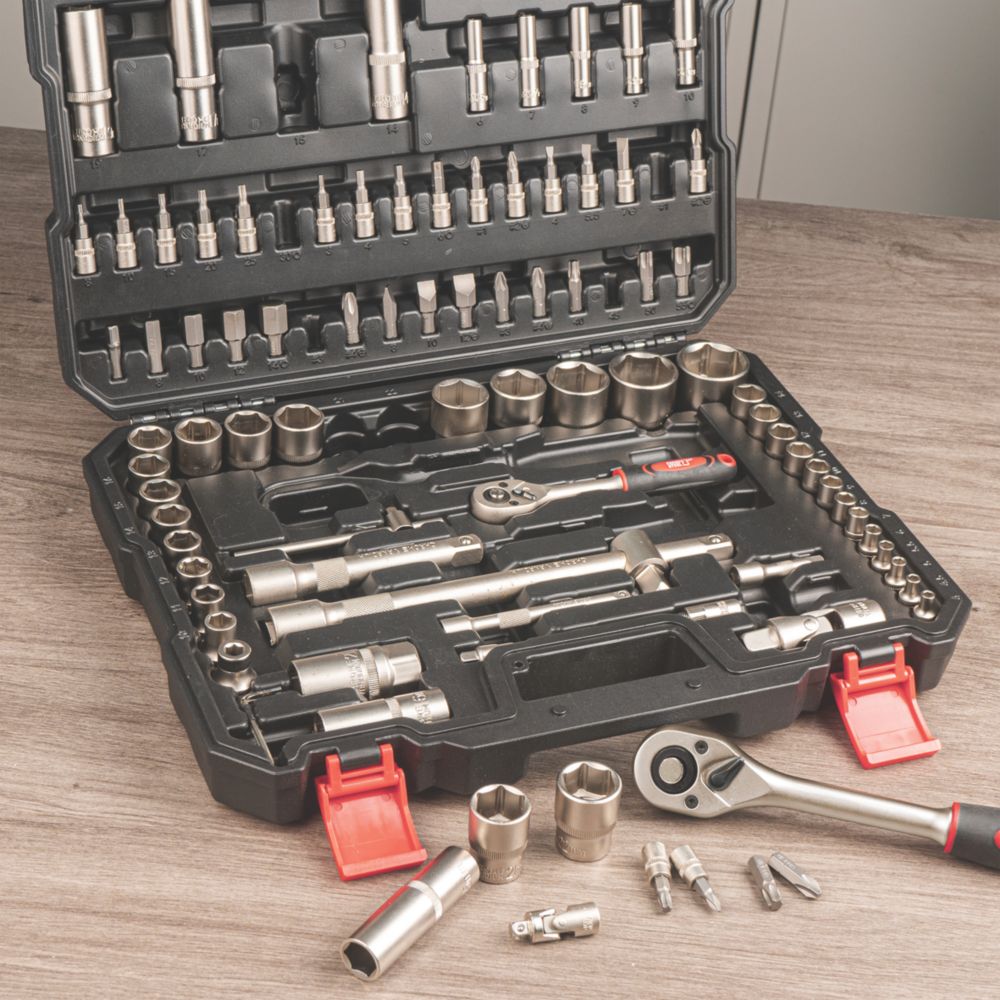 Forge Steel 3/8”, 1/4” & 1/2“ Drive Socket Set 94 Pieces - Screwfix