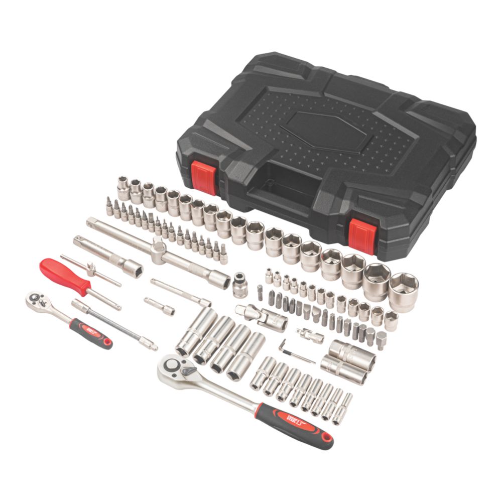 Forge Steel 3/8”, 1/4” & 1/2“ Drive Socket Set 94 Pieces - Screwfix