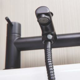 ETAL Juke Matt Black 112mm Deck Mounted Dual Control Manual Shower Mixer Tap