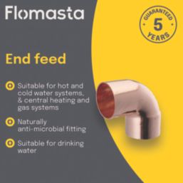 Flomasta  Copper End Feed Equal 90° Street Elbows 22mm 2 Pack