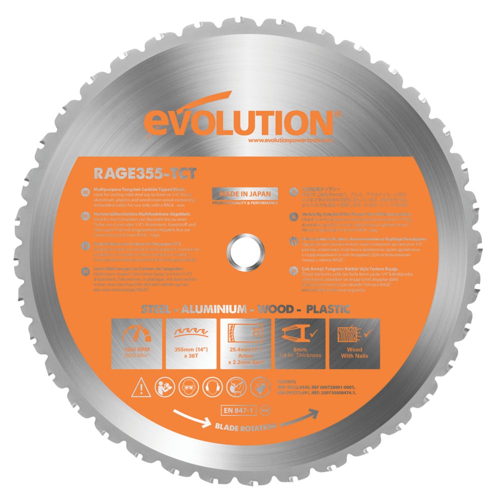 Evolution MultiMaterial Saw Blade 355mm x 25.4mm 36T Screwfix