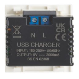 Contactum Media Modular 2.1A 10.5W 2-Outlet Type A USB Socket White