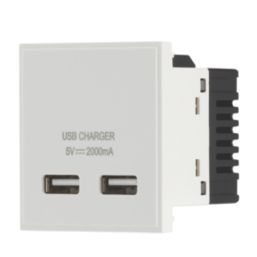 Contactum Media Modular 2.1A 10.5W 2-Outlet Type A USB Socket White